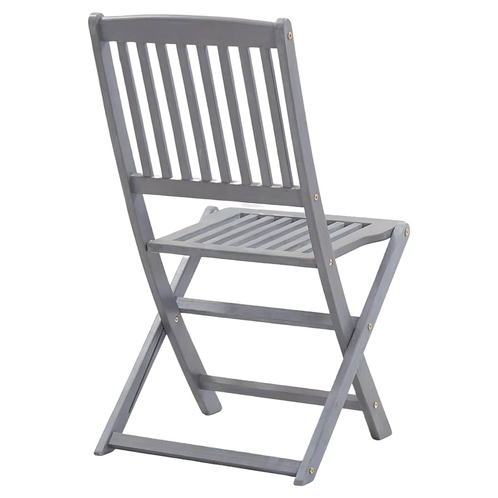 Outdoor Chair | Set of 4 | Grey | Solid Acacia wood | Medium | Foldable