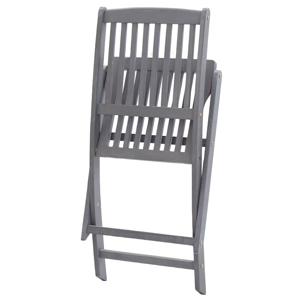 Outdoor Chair | Set of 4 | Grey | Solid Acacia wood | Medium | Foldable