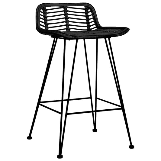 Bar Chair | Set of 2 | Black | Natural Rattan, Metal | Standard