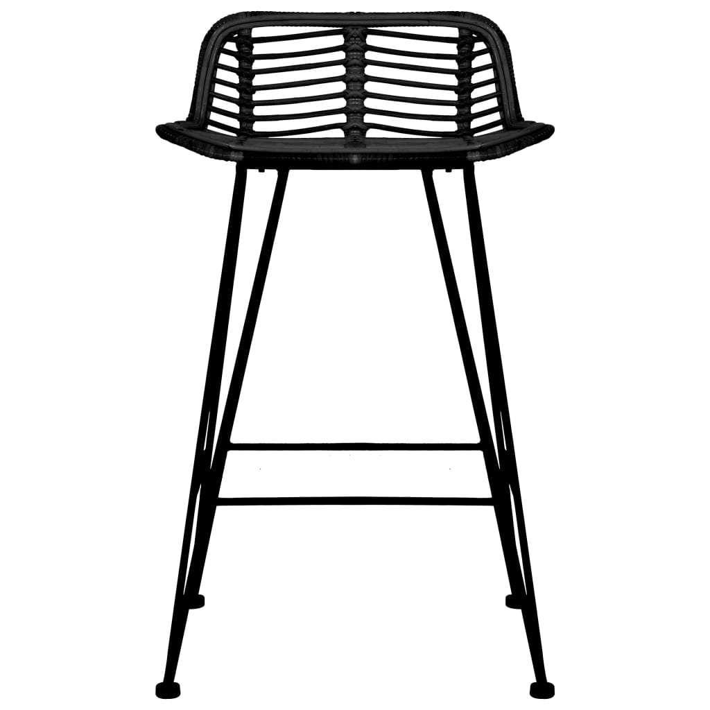 Bar Chairs 2 pcs Black Rattan