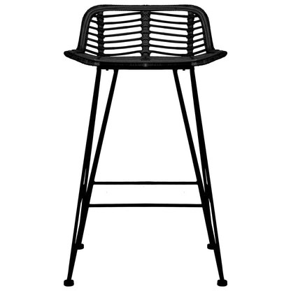 Bar Chairs 2 pcs Black Rattan