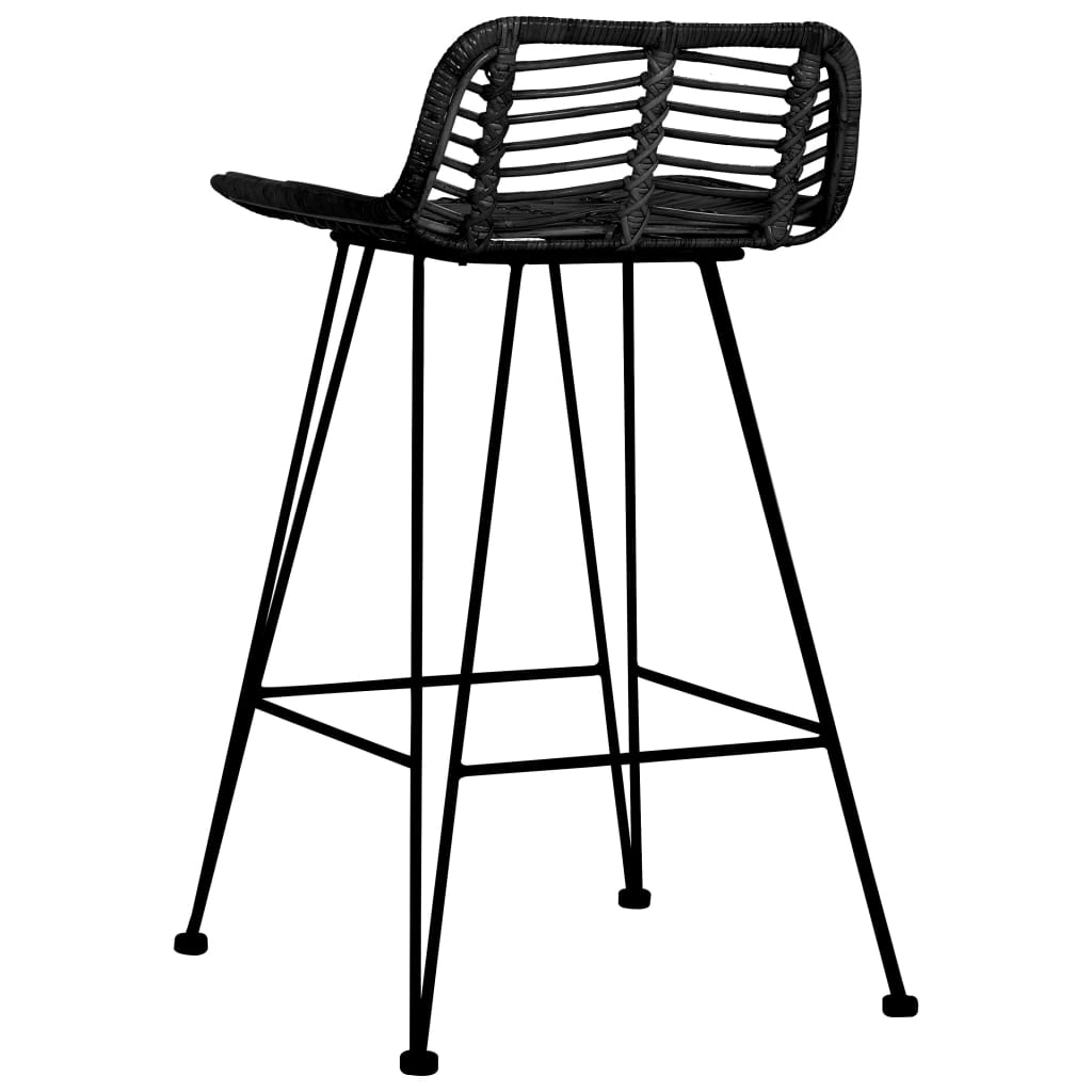 Bar Chairs 2 pcs Black Rattan