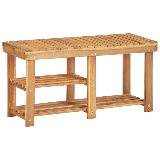Shoe Rack | Natural wood colour | Solid acacia wood | Compact | Storage