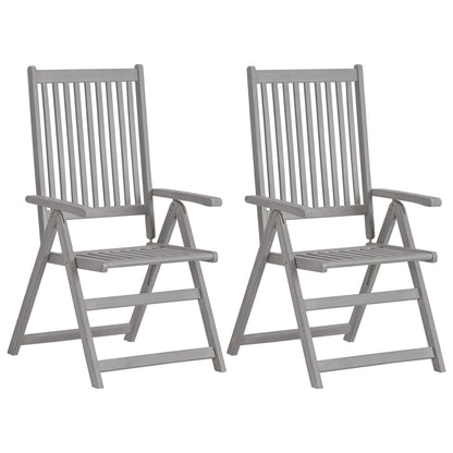 Garden Chair | Set of 2 | Grey | Solid Acacia Wood | Standard | Foldable