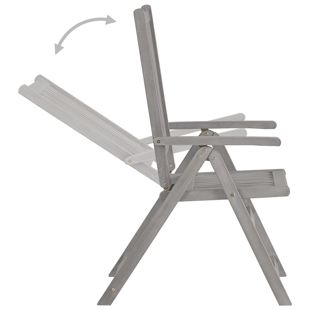 Garden Chair | Set of 2 | Grey | Solid Acacia Wood | Standard | Foldable