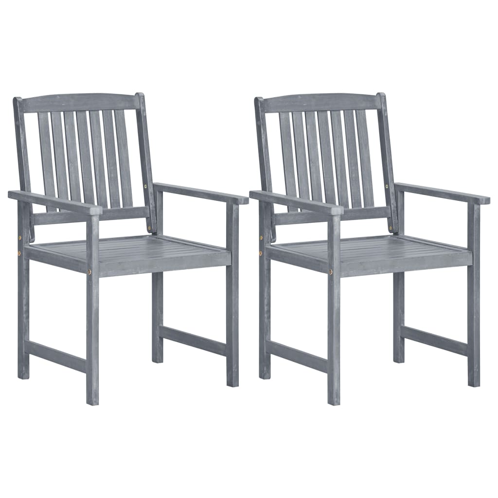 Outdoor Chair | Set of 2 | Grey | Solid Acacia Wood | Standard | Durable