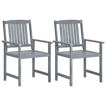 Outdoor Chair | Set of 2 | Grey | Solid Acacia Wood | Standard | Durable