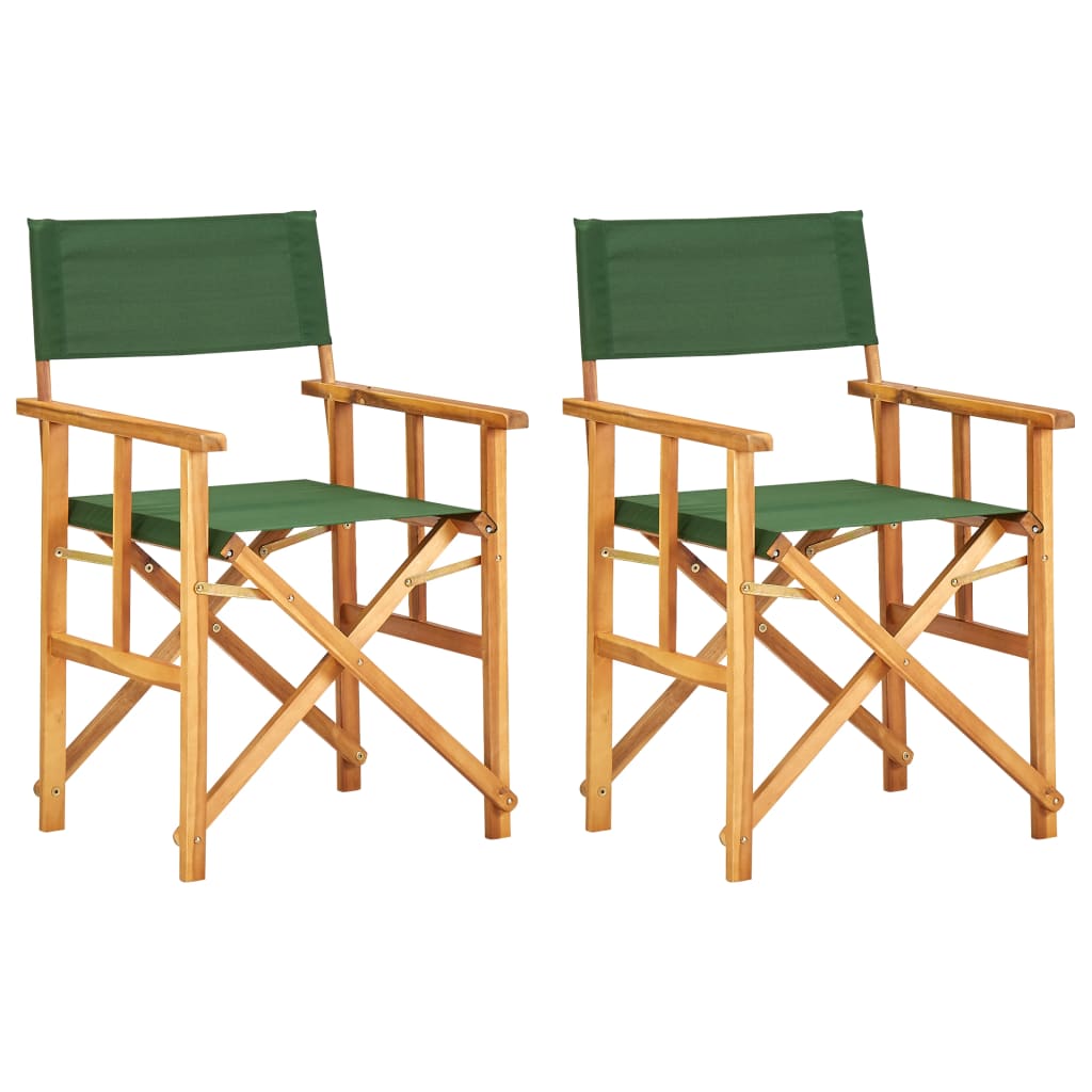 Director's Chairs 2 pcs Solid Acacia Wood Green