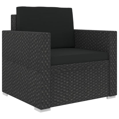 6 Piece Garden Lounge Set with Cushions Poly Rattan Black