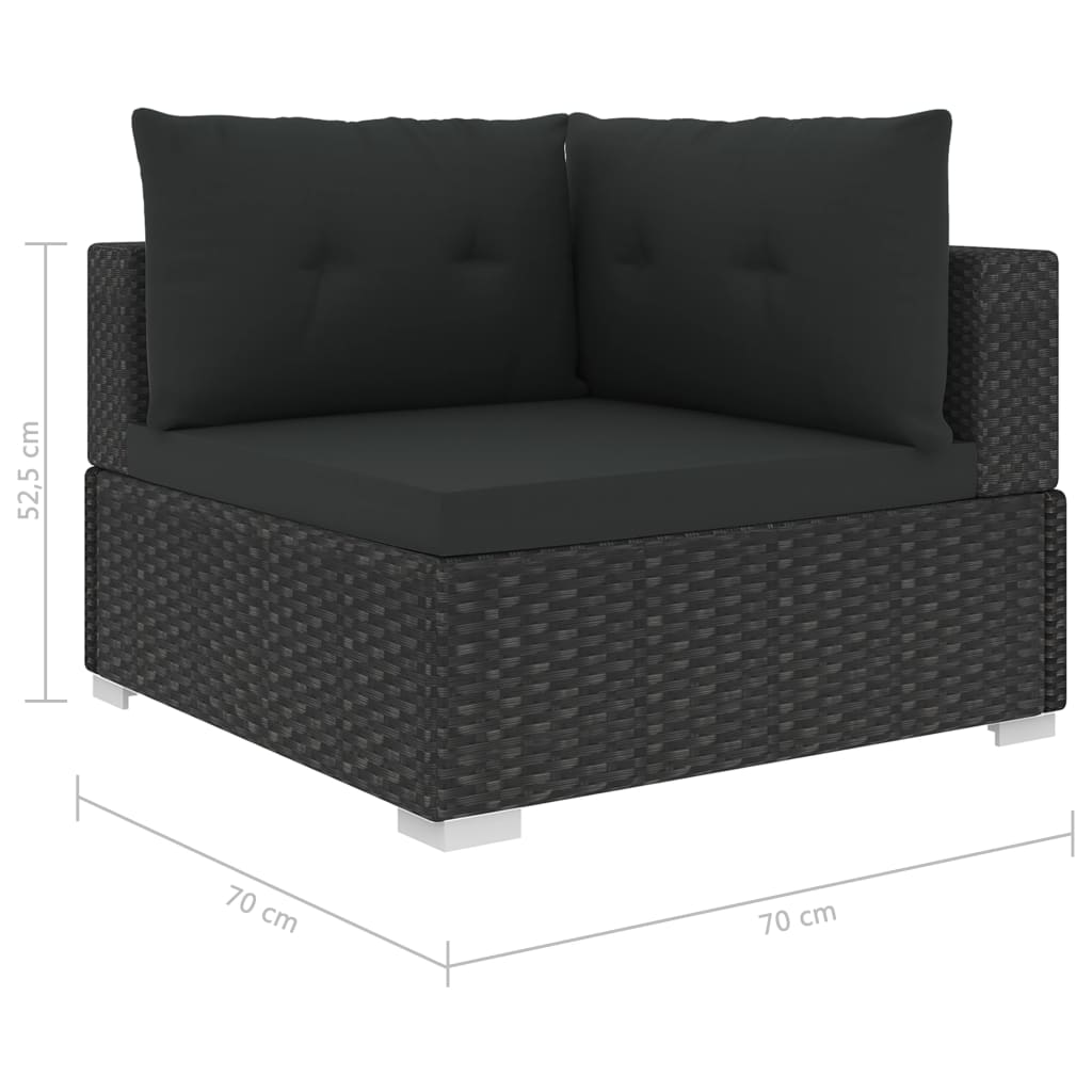 6 Piece Garden Lounge Set with Cushions Poly Rattan Black