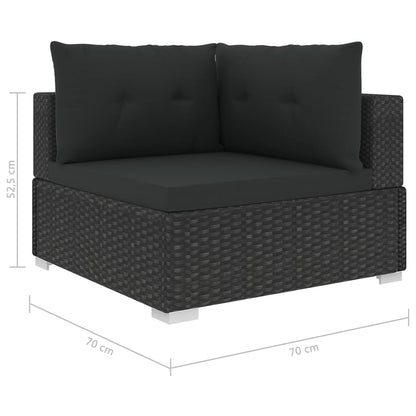 6 Piece Garden Lounge Set with Cushions Poly Rattan Black