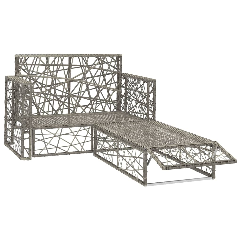 2 Piece Patio Lounge Set with Cushions Poly Rattan Gray