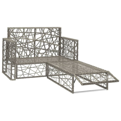 2 Piece Patio Lounge Set with Cushions Poly Rattan Gray