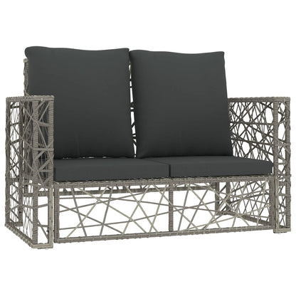2 Piece Patio Lounge Set with Cushions Poly Rattan Gray