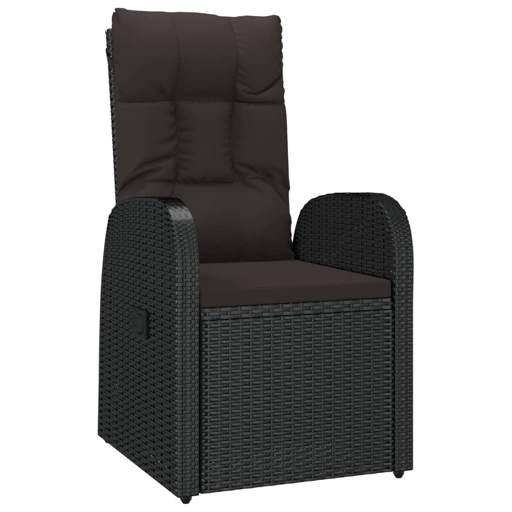 Reclining Patio Chairs 2 pcs with Cushions Poly Rattan Black