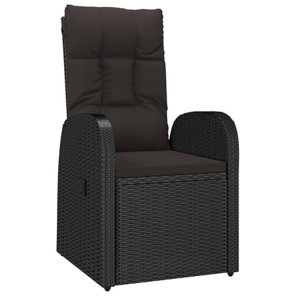 Reclining Patio Chairs 2 pcs with Cushions Poly Rattan Black
