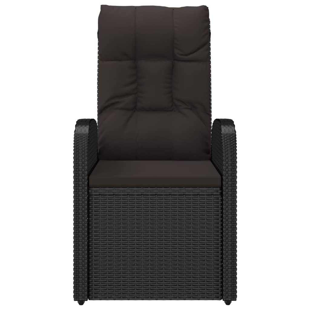 Reclining Patio Chairs 2 pcs with Cushions Poly Rattan Black