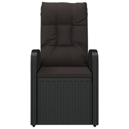 Reclining Patio Chairs 2 pcs with Cushions Poly Rattan Black