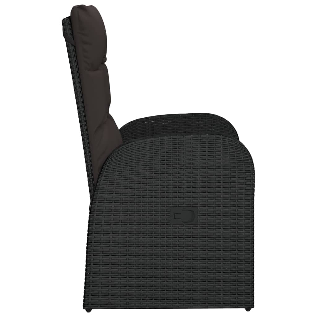 Reclining Patio Chairs 2 pcs with Cushions Poly Rattan Black
