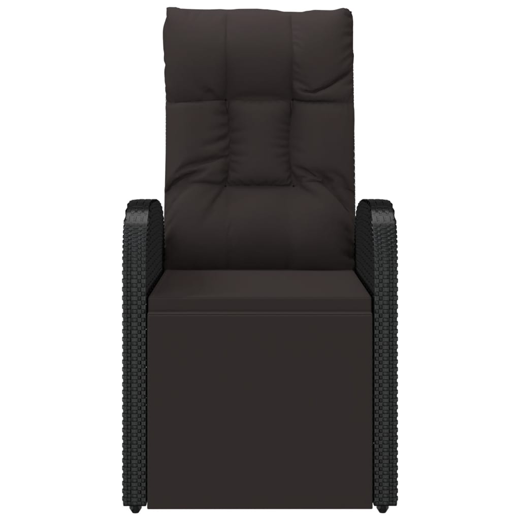 Reclining Patio Chair with Cushion Poly Rattan Black
