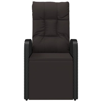 Reclining Patio Chair with Cushion Poly Rattan Black