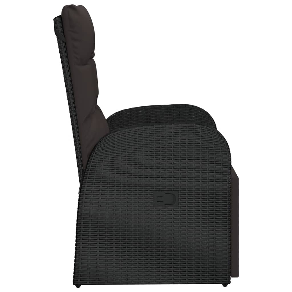 Reclining Patio Chair with Cushion Poly Rattan Black