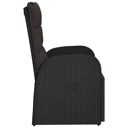 Reclining Patio Chair with Cushion Poly Rattan Black