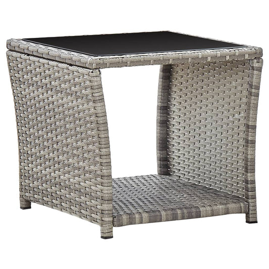 Coffee Table | Grey and Black | Poly Rattan | Compact | Durable