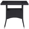Outdoor Dining Table Black Poly Rattan and Glass