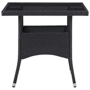 Outdoor Dining Table Black Poly Rattan and Glass