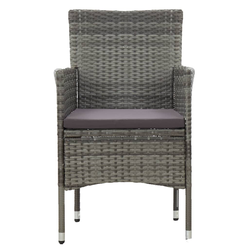 Patio Dining Chairs 2 pcs Poly Rattan Gray
