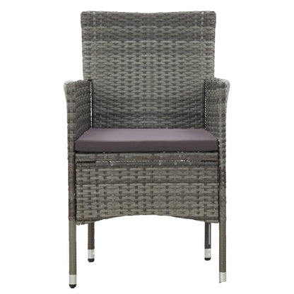 Patio Dining Chairs 2 pcs Poly Rattan Gray