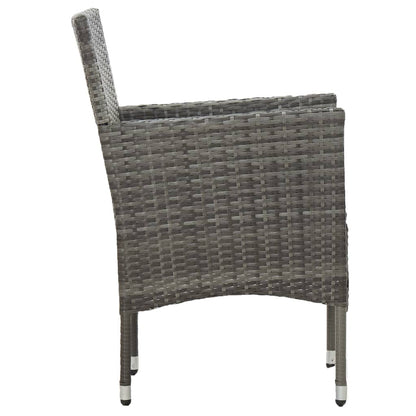 Patio Dining Chairs 2 pcs Poly Rattan Gray