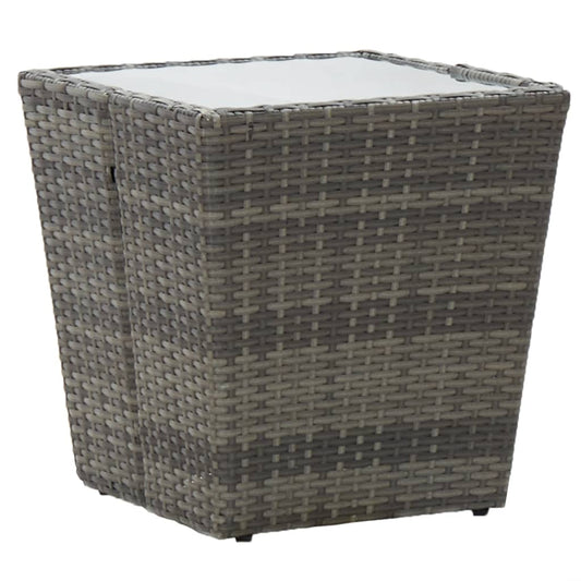 Tea Table | Grey and transparent | PE rattan, steel, tempered glass
