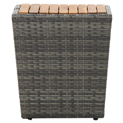 Tea Table Grey 41.5x41.5x43cm Poly Rattan and Solid Acacia Wood