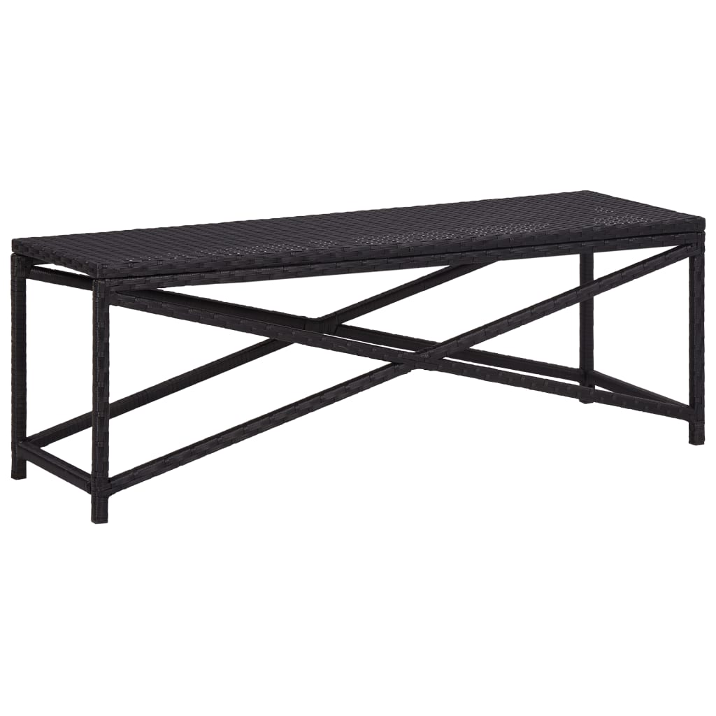 Bench | Black | Poly Rattan, Powder-Coated Steel | 120 cm | Durable