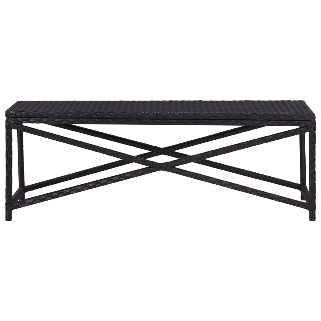 Bench | Black | Poly Rattan, Powder-Coated Steel | 120 cm | Durable