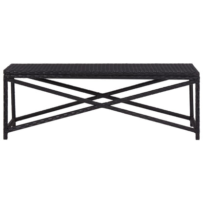 Bench | Black | Poly Rattan, Powder-Coated Steel | 120 cm | Durable