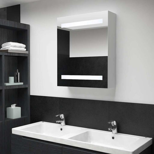 Bathroom Cabinet | White, Silver | MDF, Glass | 50x13.5x60 cm