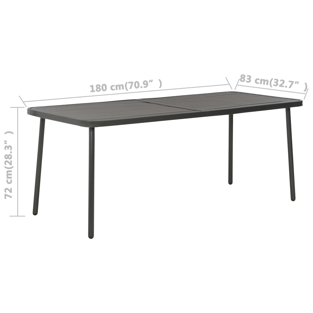vidaXL Outdoor Table Dark Grey E-coated Steel Large Tough Dining Table