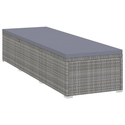 Sun Lounger with Cushion Poly Rattan Gray