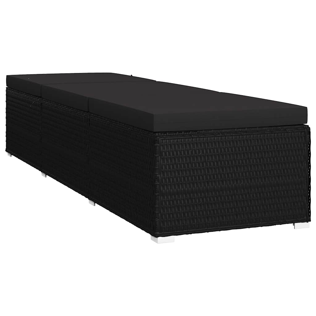 Garden Sunloungers Reclining 3 pcs Black Poly rattan