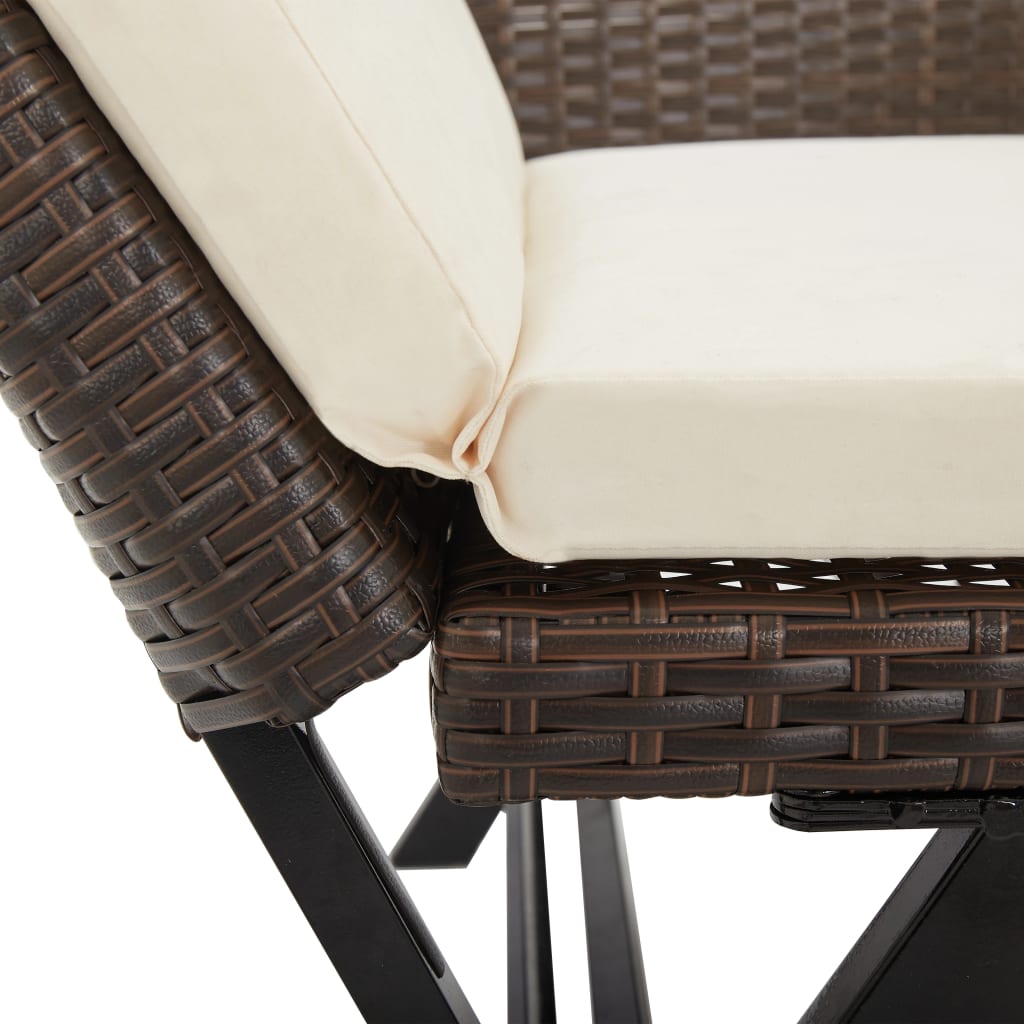 Patio Bench with Cushions 69.3" Brown Poly Rattan
