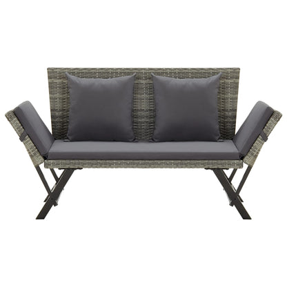 Patio Bench with Cushions 69.3" Gray Poly Rattan