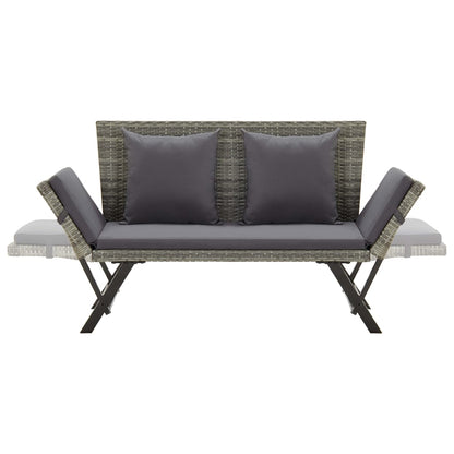 Patio Bench with Cushions 69.3" Gray Poly Rattan