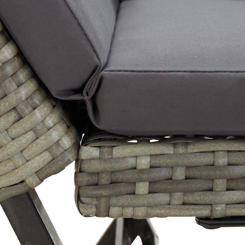 Patio Bench with Cushions 69.3" Gray Poly Rattan