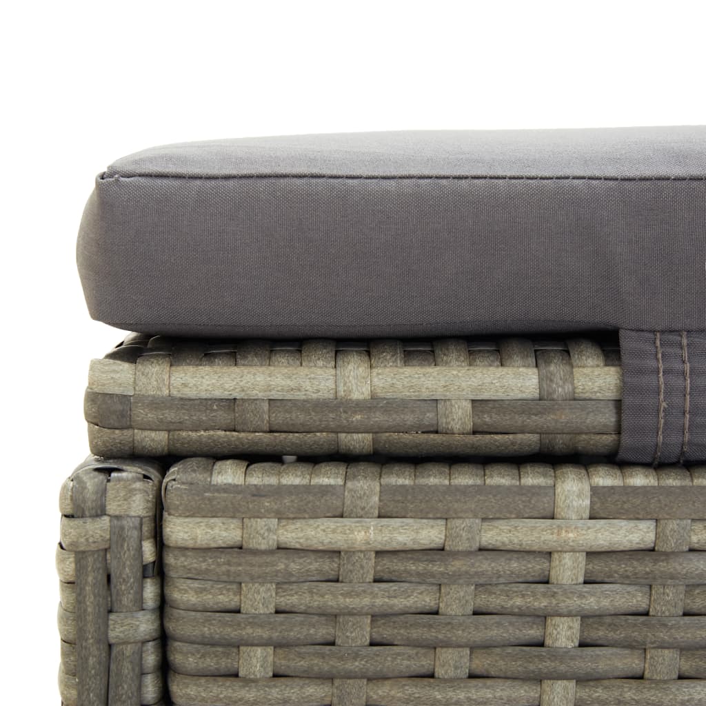 Sunbed with Cushion Gray Poly Rattan