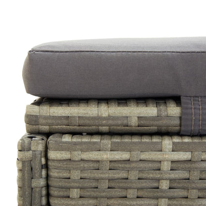Sunbed with Cushion Gray Poly Rattan