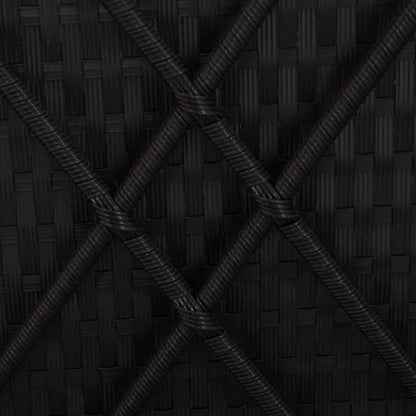 Sun Lounger with Canopy and Cushion Poly Rattan Black