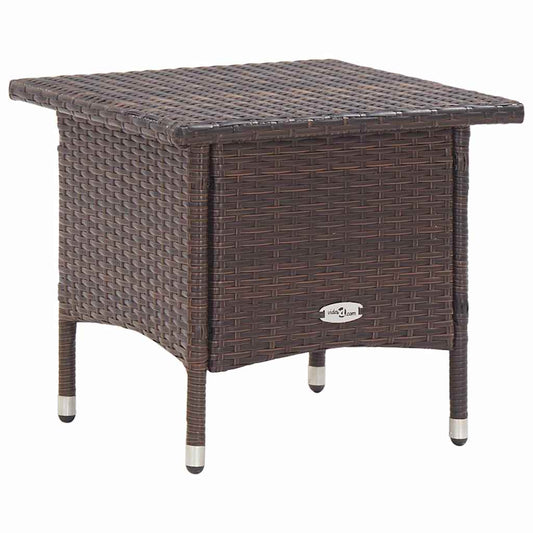 Outdoor Table | Brown | PE Rattan, Powder-Coated Steel | Small | Durable
